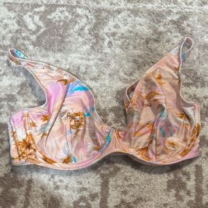 Pink and Blue Patterned Bikini Top